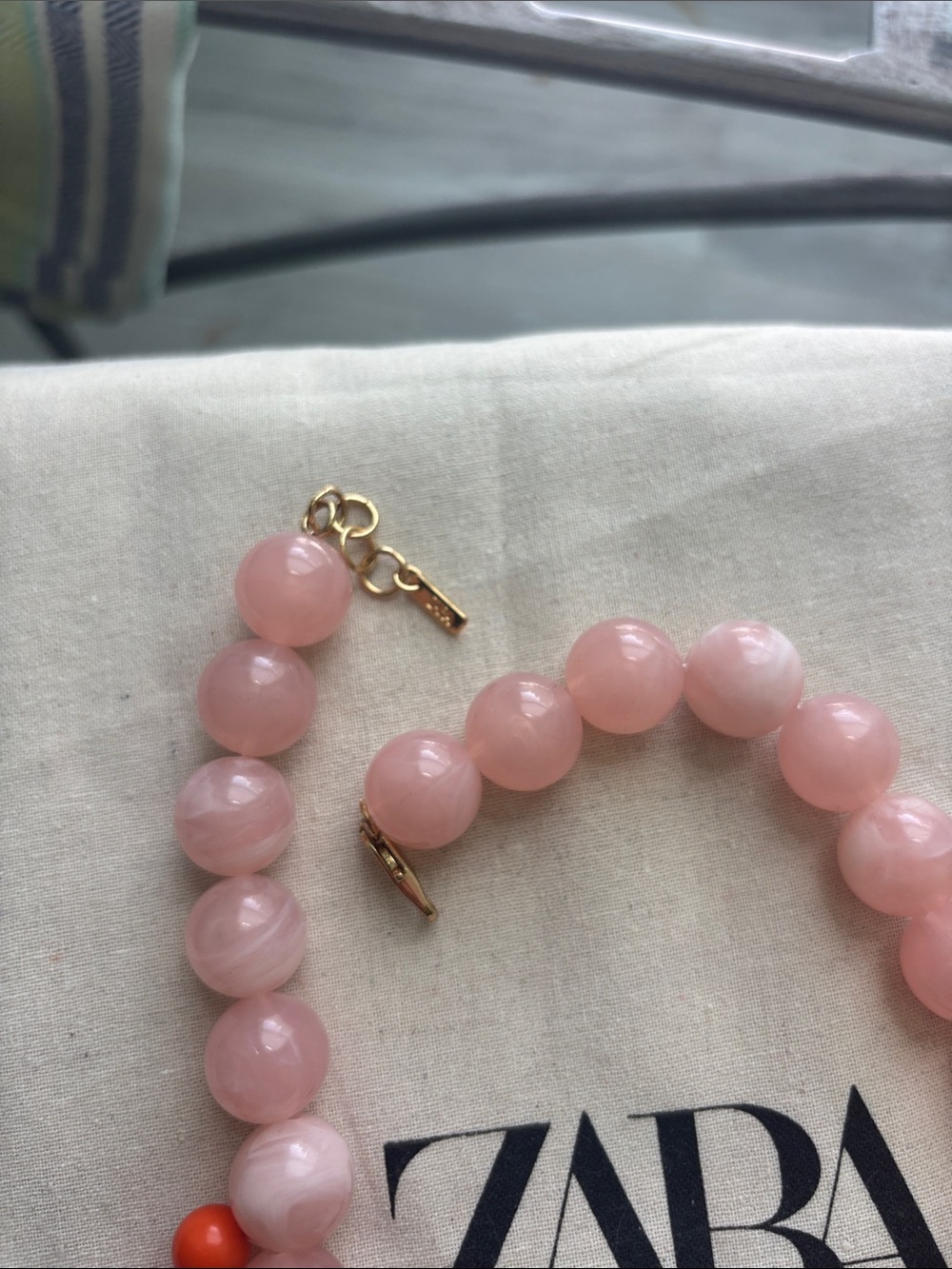 Zara Pink, Burgundy and Yellow Beaded Bib Necklace - Picture 6 of 6
